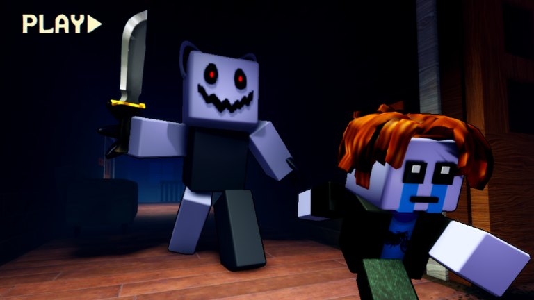 Nightmare character chasing a crying Child through a dark hallway in Lori's Nightmare on Roblox